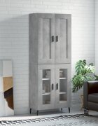 vidaXL Висок шкаф бетонно сив 695x34x180 см инженерно дърво