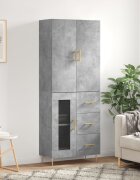 vidaXL Висок шкаф бетонно сив 695x34x180 см инженерно дърво