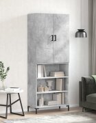 vidaXL Висок шкаф бетонно сив 695x34x180 см инженерно дърво