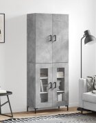 vidaXL Висок шкаф бетонно сив 695x34x180 см инженерно дърво
