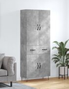 vidaXL Висок шкаф бетонно сив 695x34x180 см инженерно дърво