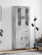 vidaXL Висок шкаф бетонно сив 695x34x180 см инженерно дърво