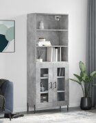 vidaXL Висок шкаф бетонно сив 695x34x180 см инженерно дърво