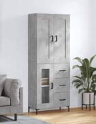 vidaXL Висок шкаф бетонно сив 695x34x180 см инженерно дърво