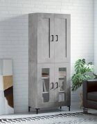 vidaXL Висок шкаф бетонно сив 695x34x180 см инженерно дърво
