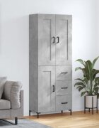 vidaXL Висок шкаф бетонно сив 695x34x180 см инженерно дърво