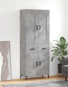 vidaXL Висок шкаф бетонно сив 695x34x180 см инженерно дърво