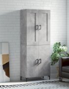vidaXL Висок шкаф бетонно сив 695x34x180 см инженерно дърво