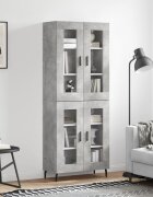 vidaXL Висок шкаф бетонно сив 695x34x180 см инженерно дърво