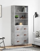 vidaXL Висок шкаф бетонно сив 695x34x180 см инженерно дърво