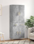 vidaXL Висок шкаф бетонно сив 695x34x180 см инженерно дърво