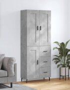vidaXL Висок шкаф бетонно сив 695x34x180 см инженерно дърво