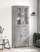 vidaXL Висок шкаф бетонно сив 695x34x180 см инженерно дърво