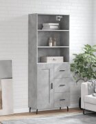vidaXL Висок шкаф бетонно сив 695x34x180 см инженерно дърво