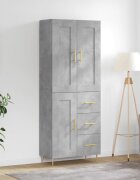vidaXL Висок шкаф бетонно сив 695x34x180 см инженерно дърво