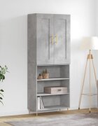 vidaXL Висок шкаф бетонно сив 695x34x180 см инженерно дърво