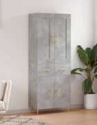 vidaXL Висок шкаф бетонно сив 695x34x180 см инженерно дърво