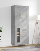 vidaXL Висок шкаф бетонно сив 695x34x180 см инженерно дърво