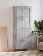 vidaXL Висок шкаф бетонно сив 695x34x180 см инженерно дърво