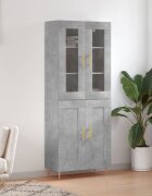 vidaXL Висок шкаф бетонно сив 695x34x180 см инженерно дърво