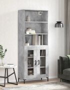 vidaXL Висок шкаф бетонно сив 695x34x180 см инженерно дърво