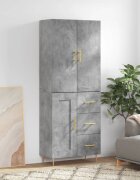 vidaXL Висок шкаф бетонно сив 695x34x180 см инженерно дърво