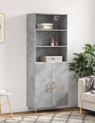 vidaXL Висок шкаф бетонно сив 695x34x180 см инженерно дърво