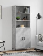 vidaXL Висок шкаф бетонно сив 695x34x180 см инженерно дърво