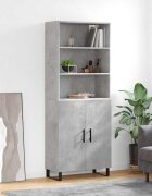 vidaXL Висок шкаф бетонно сив 695x34x180 см инженерно дърво