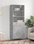 vidaXL Висок шкаф бетонно сив 695x34x180 см инженерно дърво