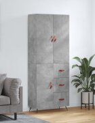 vidaXL Висок шкаф бетонно сив 695x34x180 см инженерно дърво