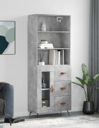 vidaXL Висок шкаф бетонно сив 695x34x180 см инженерно дърво