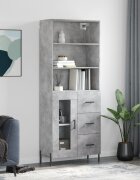 vidaXL Висок шкаф бетонно сив 695x34x180 см инженерно дърво