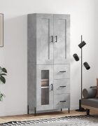 vidaXL Висок шкаф бетонно сив 695x34x180 см инженерно дърво
