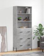 vidaXL Висок шкаф бетонно сив 695x34x180 см инженерно дърво