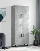 vidaXL Висок шкаф бетонно сив 695x34x180 см инженерно дърво