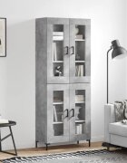 vidaXL Висок шкаф бетонно сив 695x34x180 см инженерно дърво