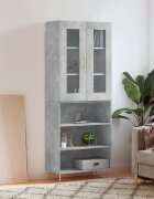 vidaXL Висок шкаф бетонно сив 695x34x180 см инженерно дърво