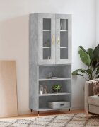 vidaXL Висок шкаф бетонно сив 695x34x180 см инженерно дърво