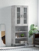vidaXL Висок шкаф бетонно сив 695x34x180 см инженерно дърво