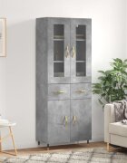 vidaXL Висок шкаф бетонно сив 695x34x180 см инженерно дърво