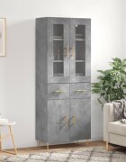 vidaXL Висок шкаф бетонно сив 695x34x180 см инженерно дърво