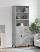 vidaXL Висок шкаф бетонно сив 695x34x180 см инженерно дърво