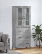 vidaXL Висок шкаф бетонно сив 695x34x180 см инженерно дърво