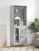 vidaXL Висок шкаф бетонно сив 695x34x180 см инженерно дърво