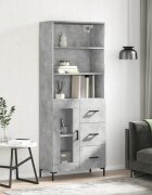 vidaXL Висок шкаф бетонно сив 695x34x180 см инженерно дърво