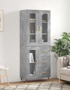 vidaXL Висок шкаф бетонно сив 695x34x180 см инженерно дърво