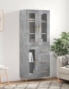 vidaXL Висок шкаф бетонно сив 695x34x180 см инженерно дърво