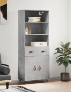 vidaXL Висок шкаф бетонно сив 695x34x180 см инженерно дърво