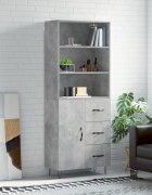 vidaXL Висок шкаф бетонно сив 695x34x180 см инженерно дърво